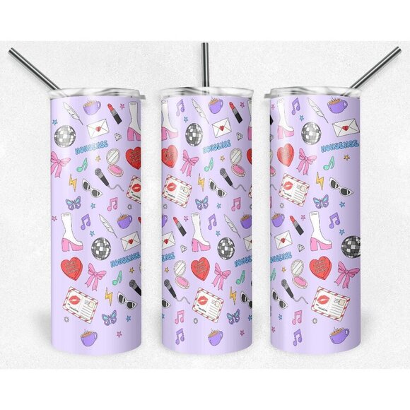 Sabrina Carpenter Icons on Purple 20 oz Skinny Tumbler - Picture 1 of 1